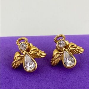 💛 Elegant Avon Gold Plated Angel Earrings